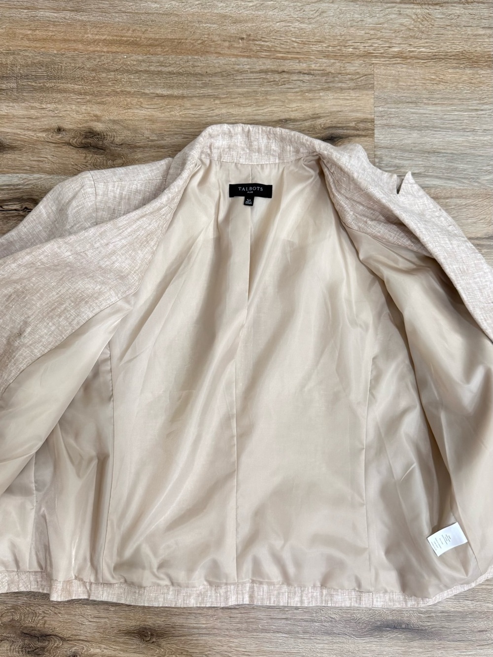 Talbots Plus 16W 100% Linen Double Breasted Blazer Jacket Beige Oatmeal Lined - Picture 10 of 10
